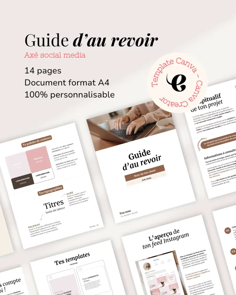 Guide d'au revoir, template Canva